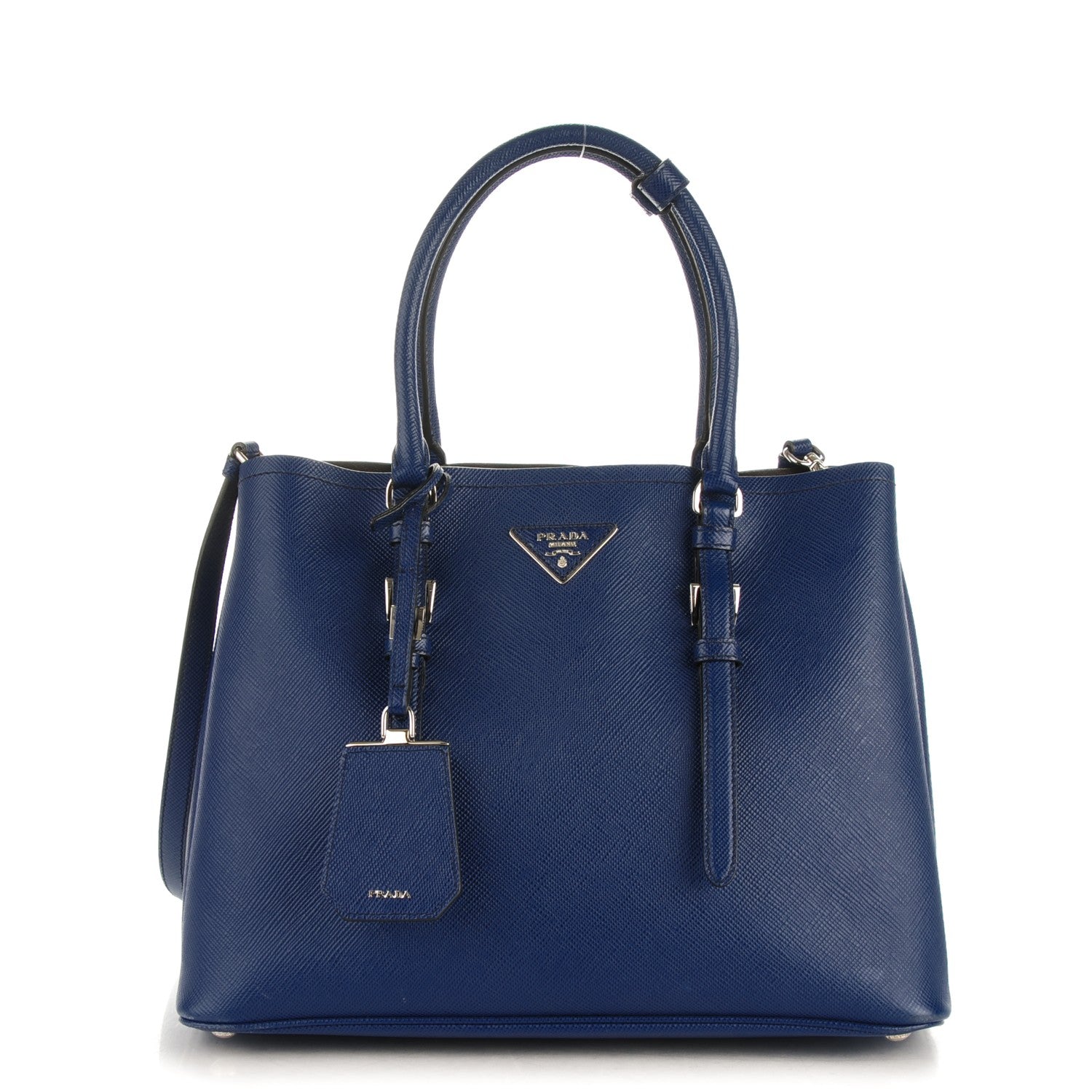 Prada Saffiano Cuir Small Double Handle Tote Inchiostro 1 of 9