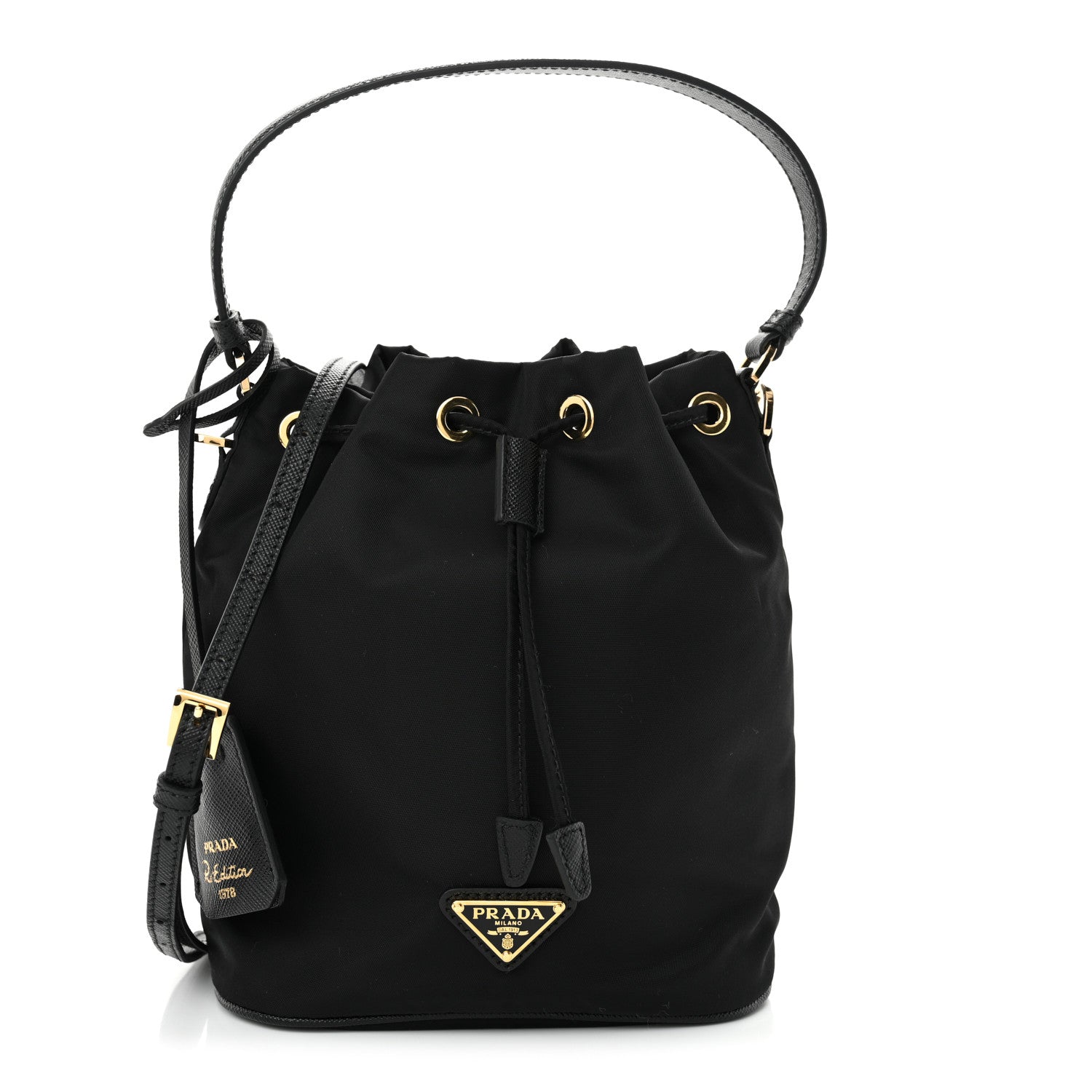 Prada Re-Nylon Saffiano Mini Re-Edition 1978 Bucket Bag Black 1 of 10