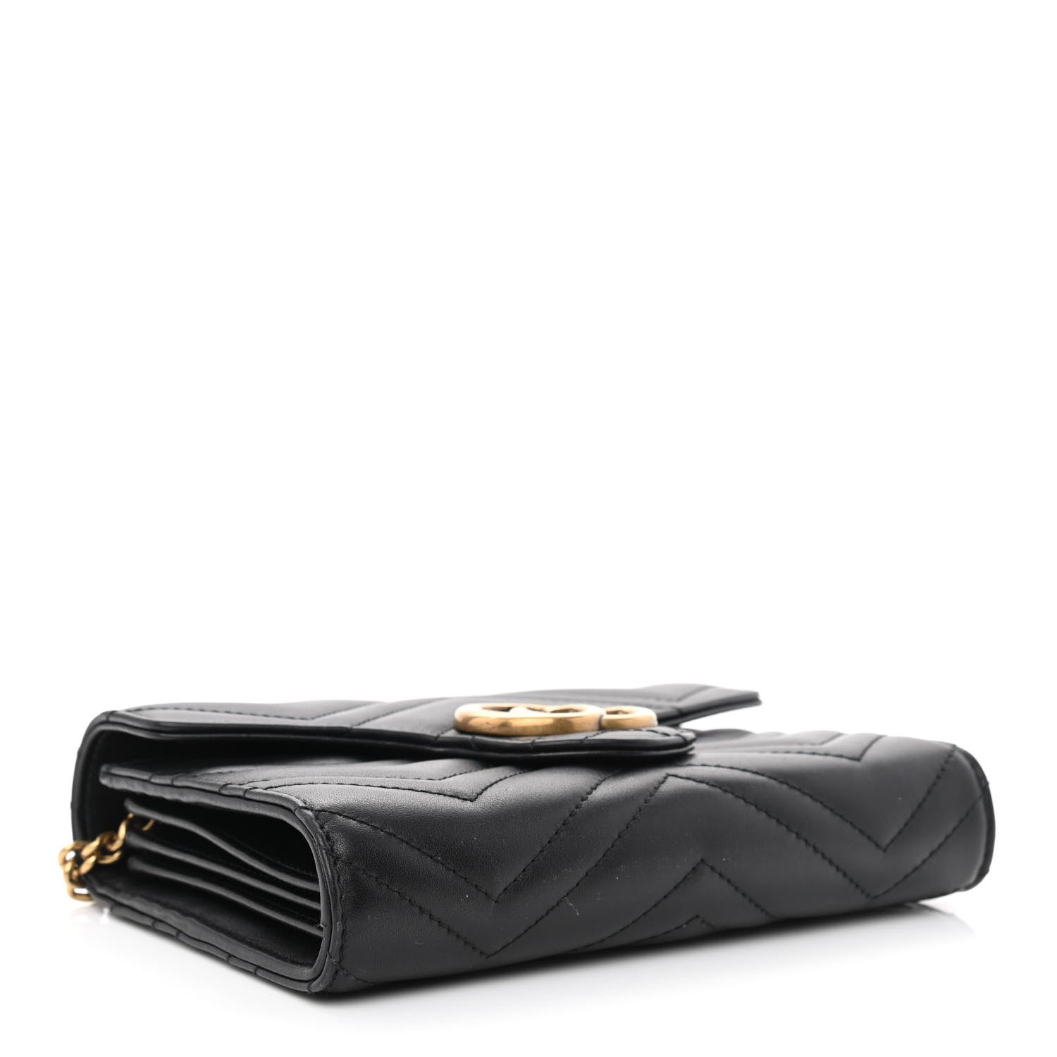 Gucci Calfskin Matelasse GG Marmont Chain Wallet Black 4 of 11