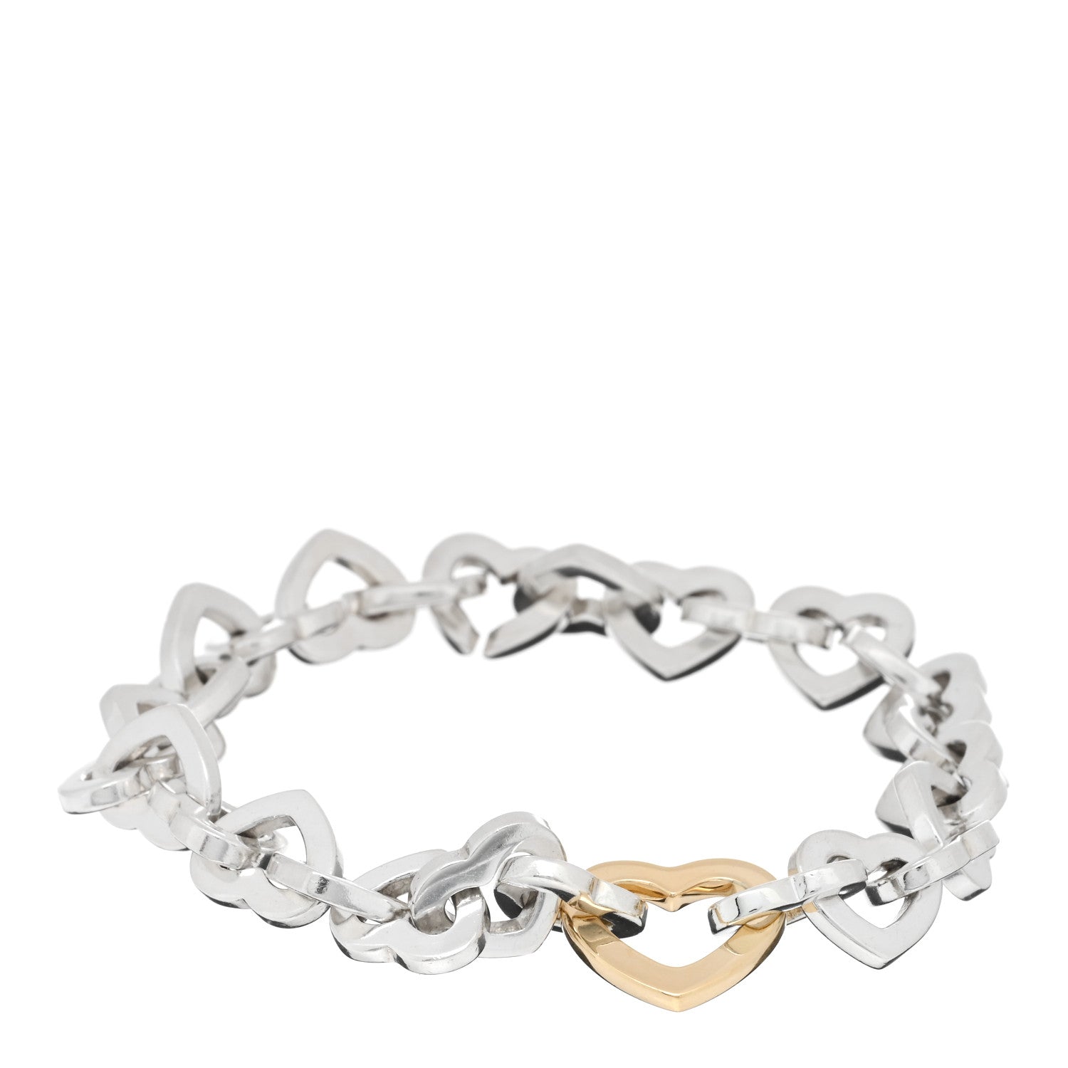 Tiffany Sterling Silver 18K Yellow Gold Heart Links Bracelet 1 of 3