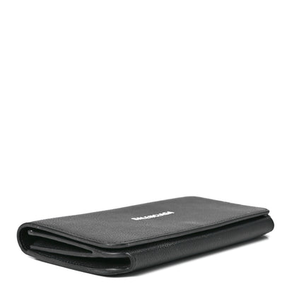 Balenciaga Grained Calfskin Logo Cash Thin Money Wallet Black White 4 of 12
