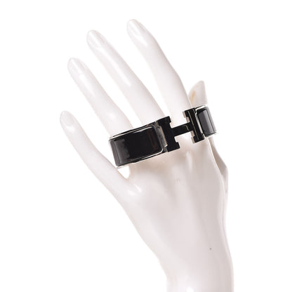 Hermes Enamel Wide Clic Clac H Bracelet GM Black 2 of 6