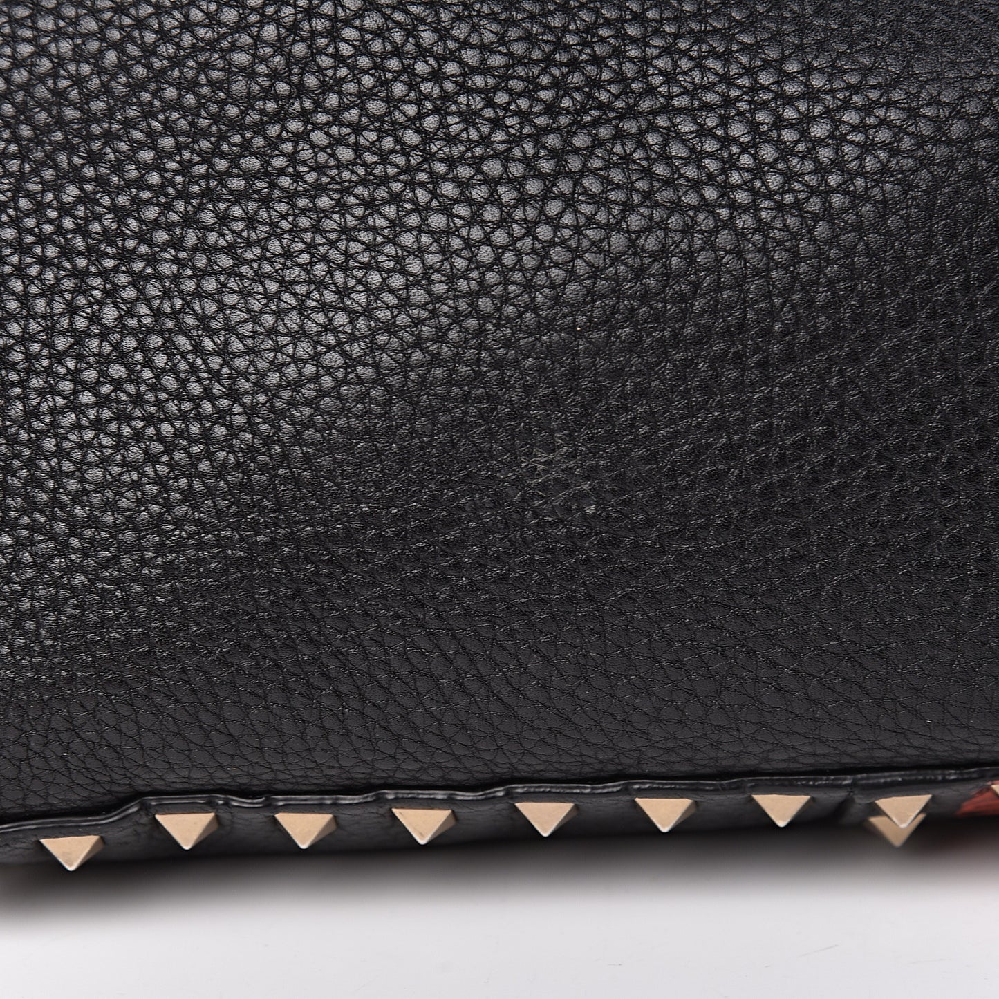 Grained Calfskin Tribal Large Rockstud Rolling Crossbody Tote Black