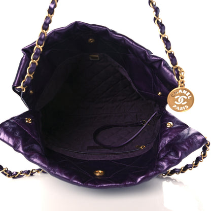 Chanel Metallic Calfskin Quilted Small Chanel 22 Purple 6 of 10