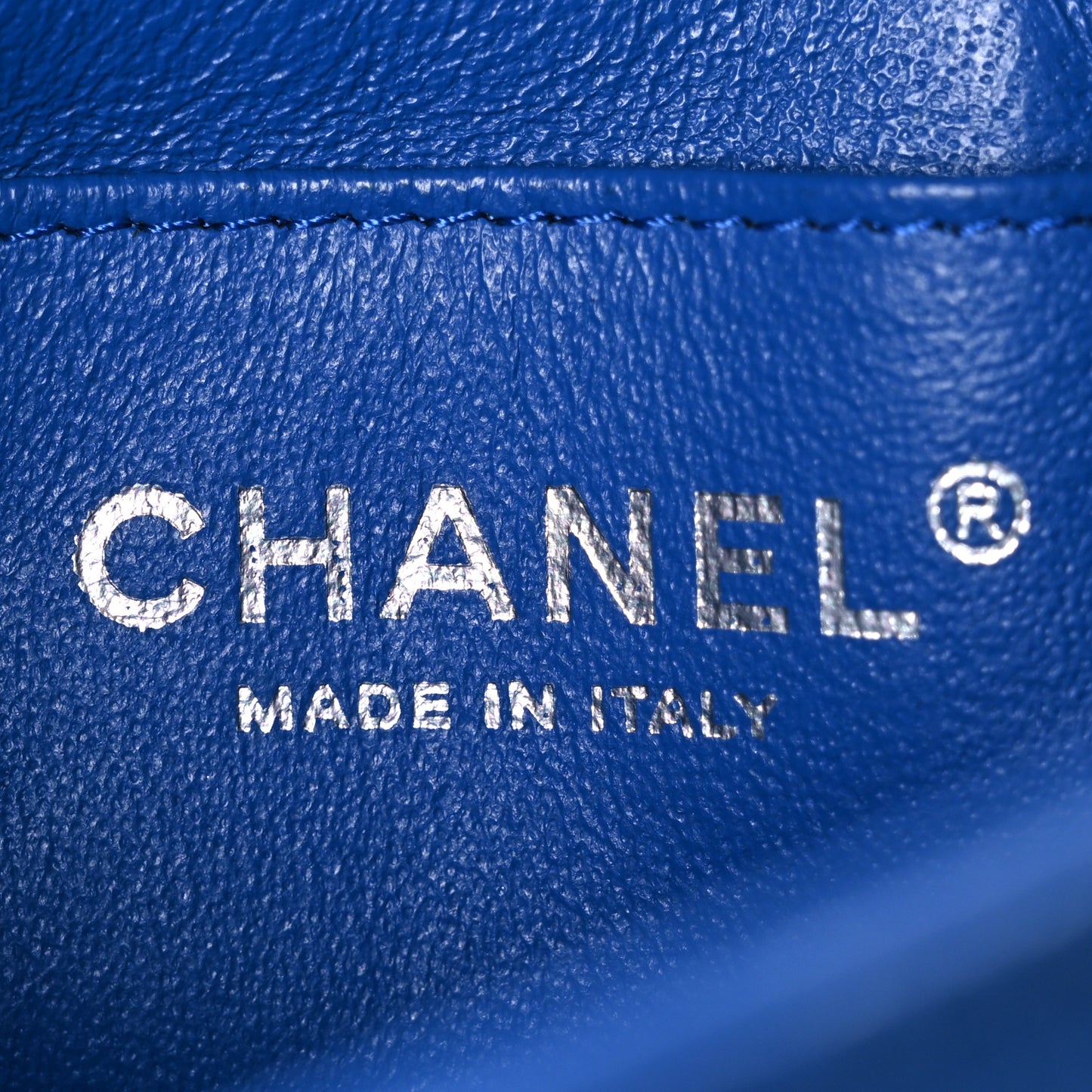 Caviar Quilted Mini Rectangular Flap Blue