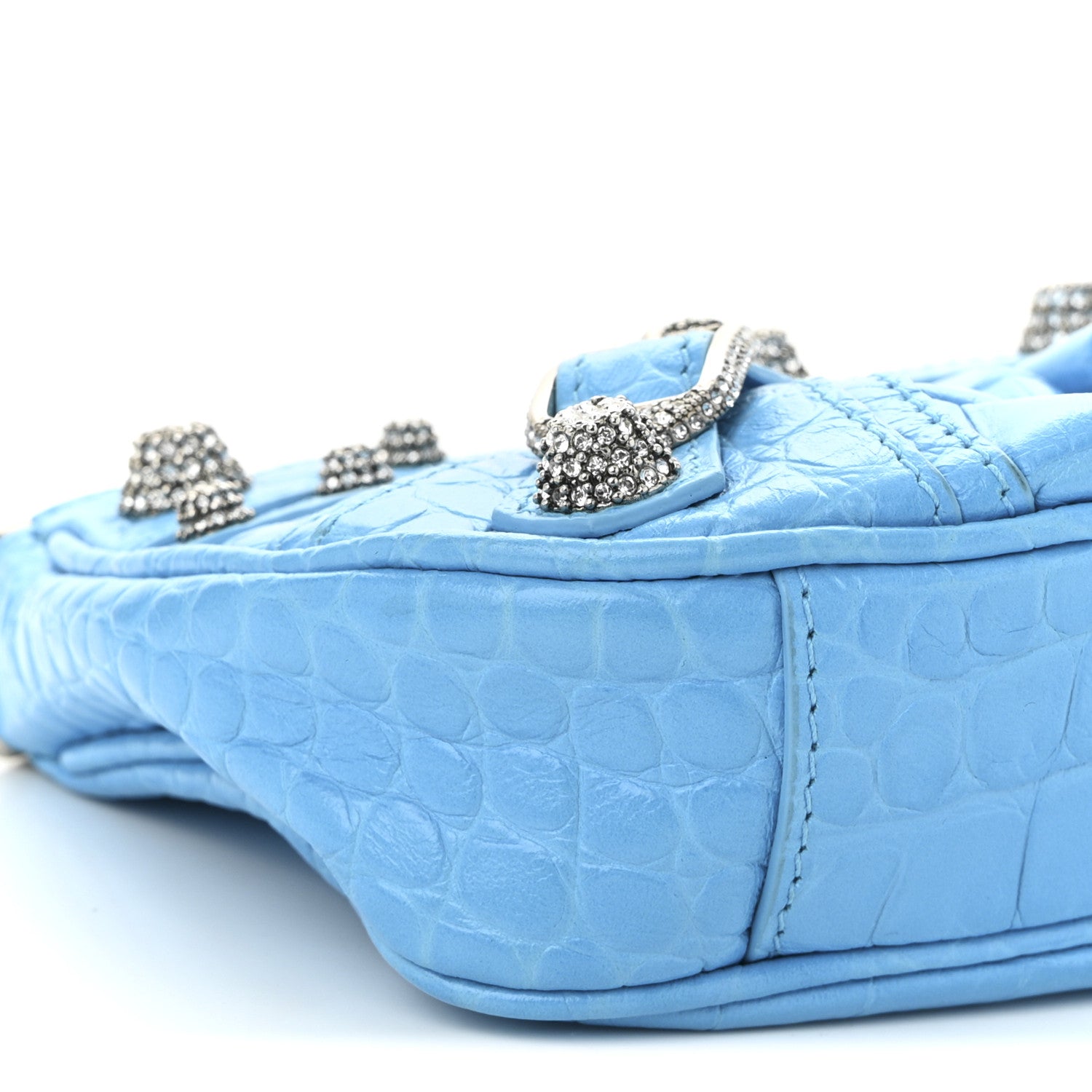 Balenciaga Extra Supple Calfskin Crocodile Embossed Crystal Mini