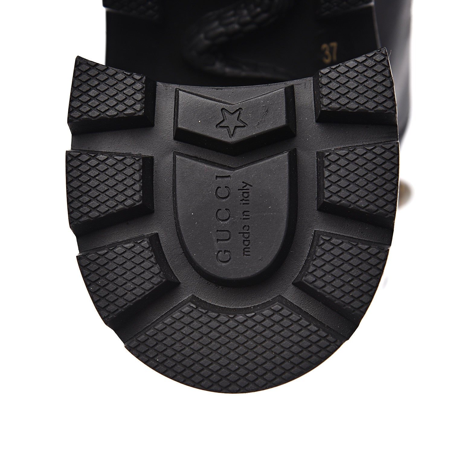 Gucci Calfskin Bee Star Embroidered Lace Up Combat Ankle Boots 37 Black 6 of 9