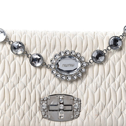 Miu Miu Nappa Matelasse Crystal Flap Clutch White 8 of 10