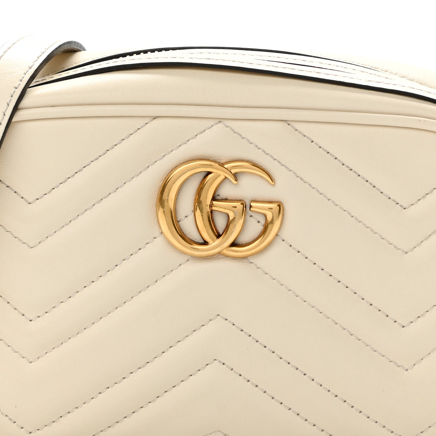 Calfskin Matelasse Mini GG Marmont Chain Shoulder Bag White
