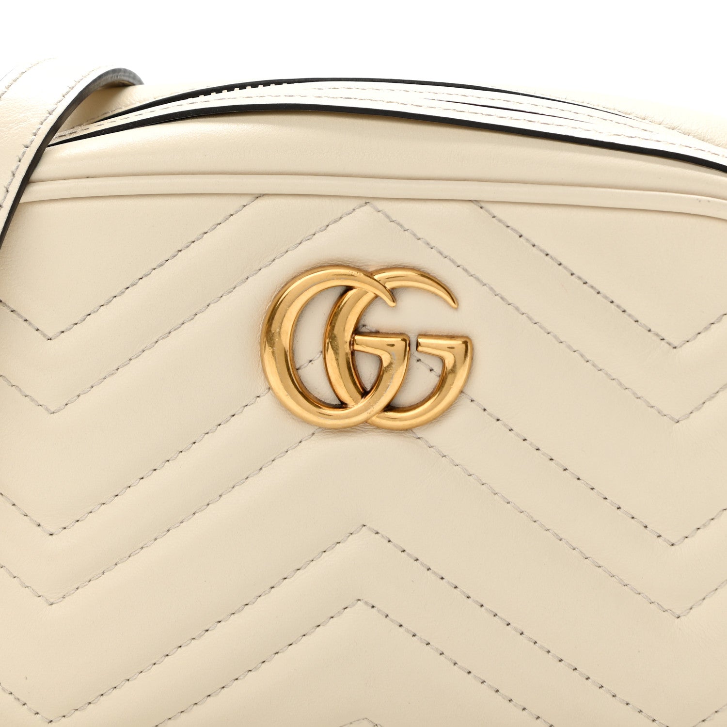 Gucci Calfskin Matelasse Mini GG Marmont Chain Shoulder Bag White 10 of 19