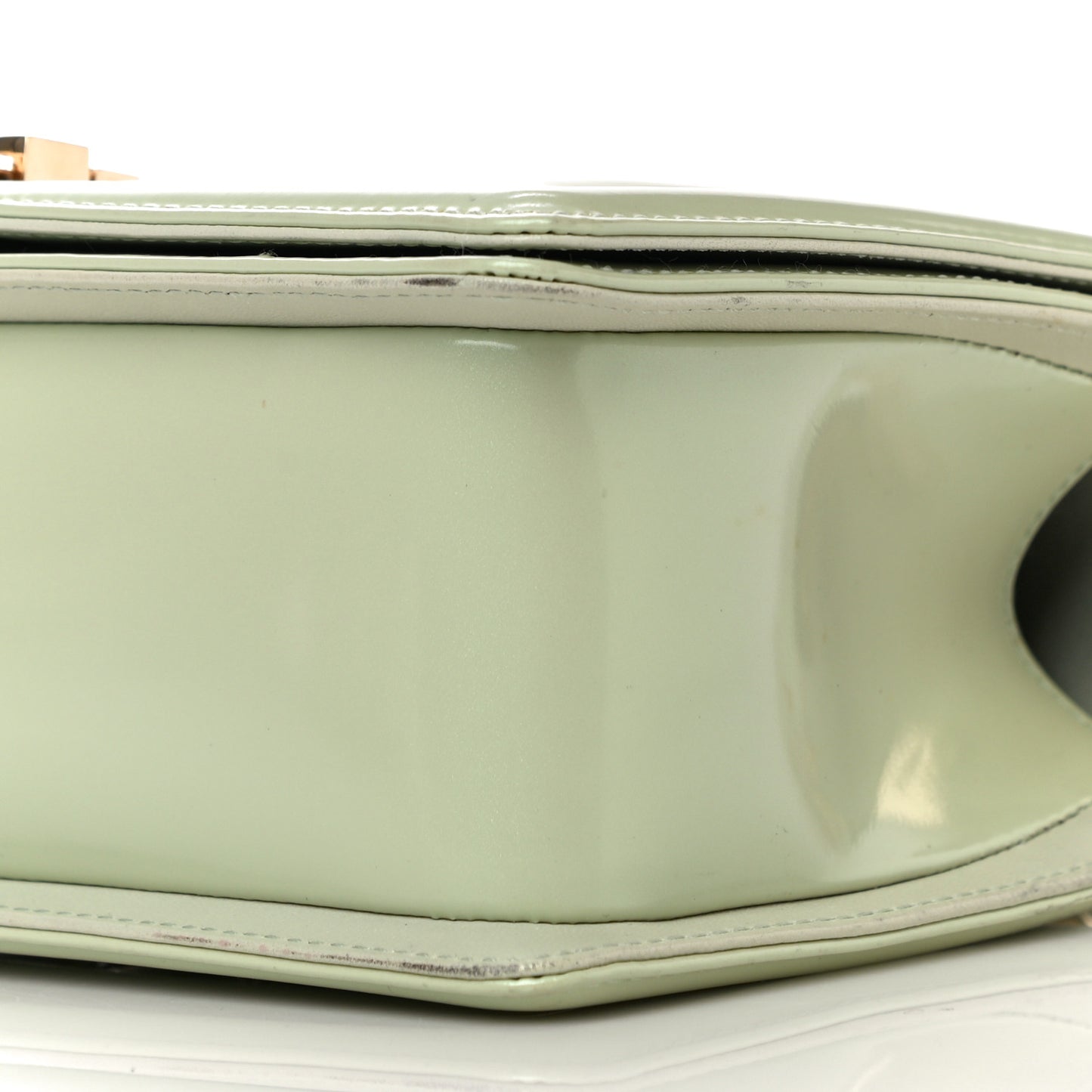 Patent Calfskin Quilted Medium Boy Flap Light Green