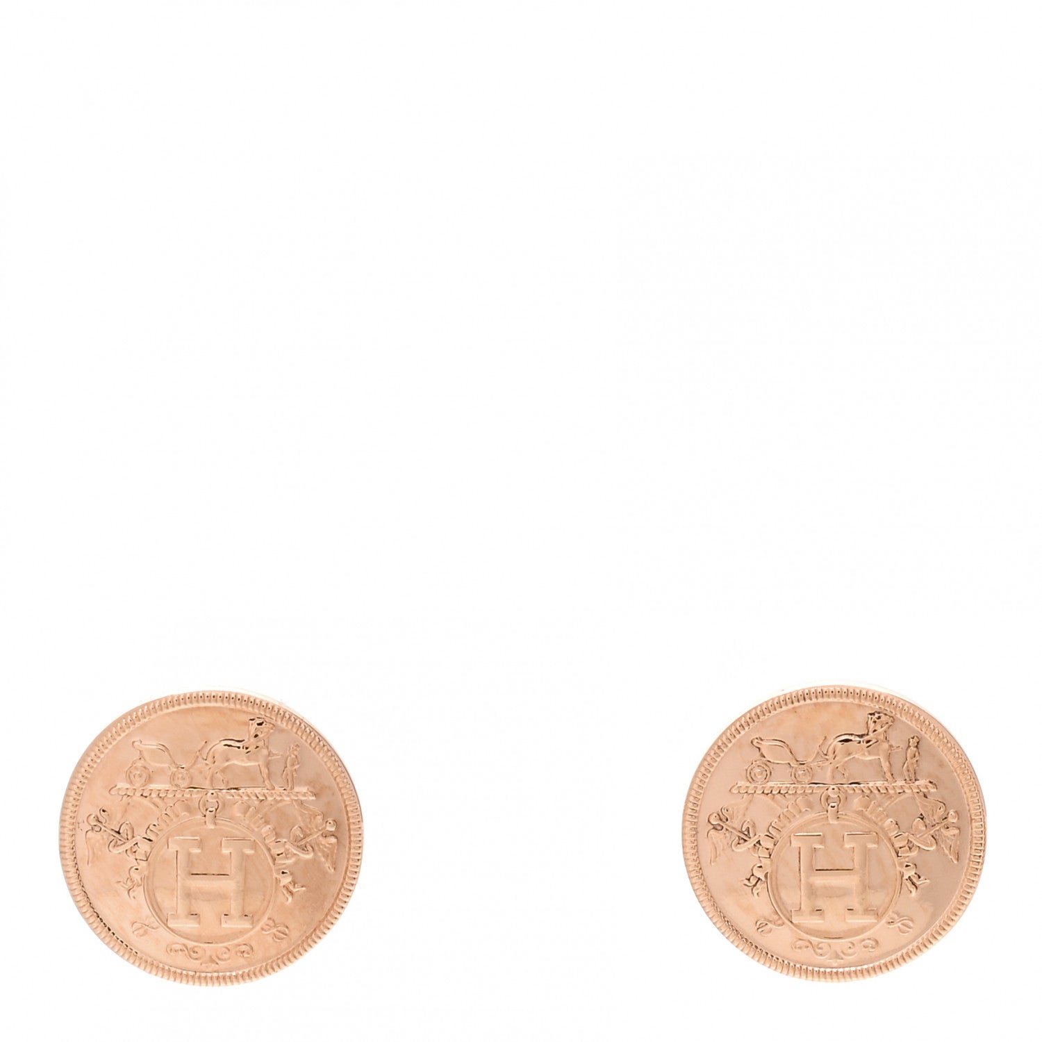Hermes 18K Rose Gold TPM Ex-Libris Stud Earrings 1 of 6