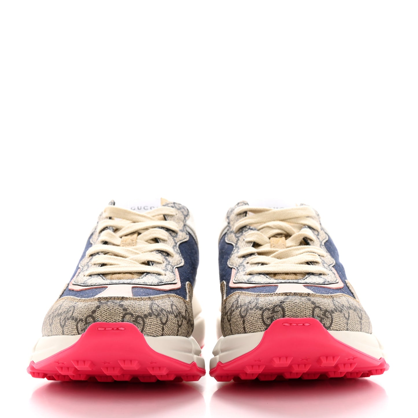 GG Supreme Monogram Mix Monogram Womens Rhyton Sneakers 39 London Blue Beige Pale Pink
