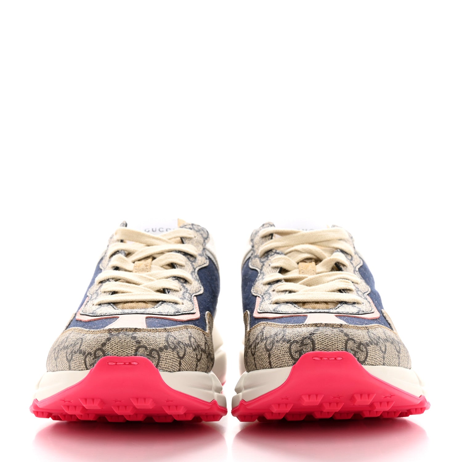 Gucci GG Supreme Monogram Mix Monogram Womens Rhyton Sneakers 39 London Blue Beige Pale Pink 2 of 16