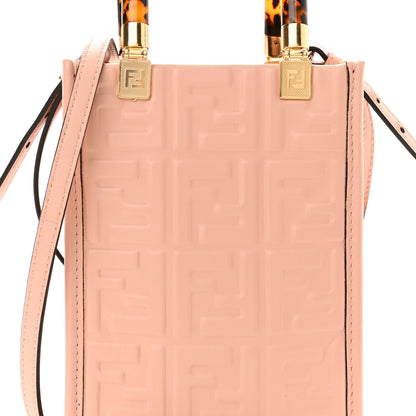 Fendi Vitello Plexiglass FF Embossed Mini Fendi Sunshine Shopper Tote Baby Pink 8 of 10