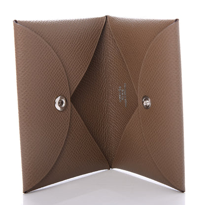 Hermes Epsom Calvi Card Case Etoupe 5 of 7