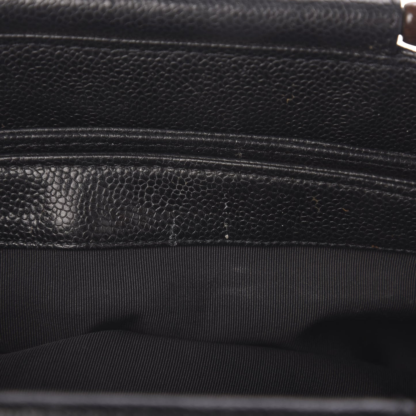 Caviar Wood Handle Handbag Black