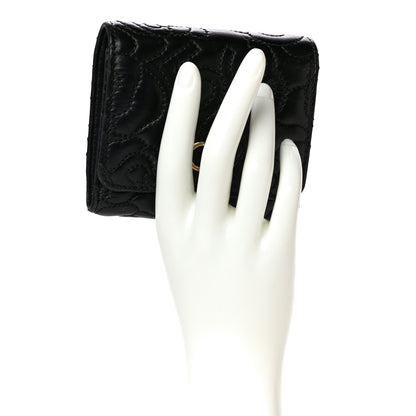 Chanel Lambskin Camellia Embossed Small Wallet Black 2 of 17