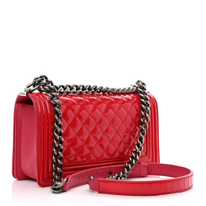 Chanel Patent Calfskin Enamel Quilted Medium Boy Flap Dark Pink 3 of 10