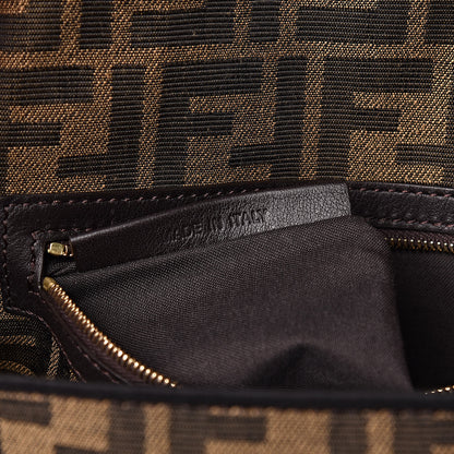Fendi Fabric Jacquard FF 1974 Medium Baguette Tobacco Moro Black 9 of 15