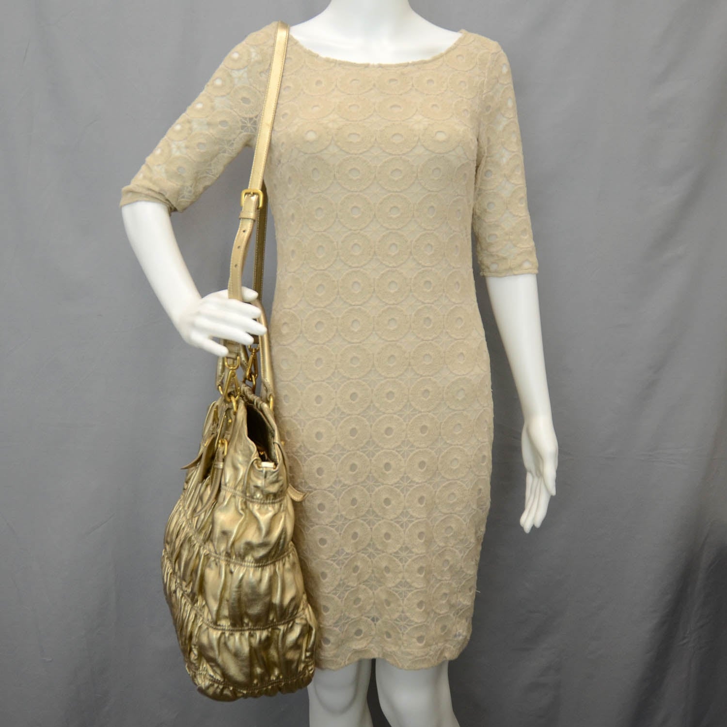Prada Nappa Gaufre Tote Platino 5 of 7