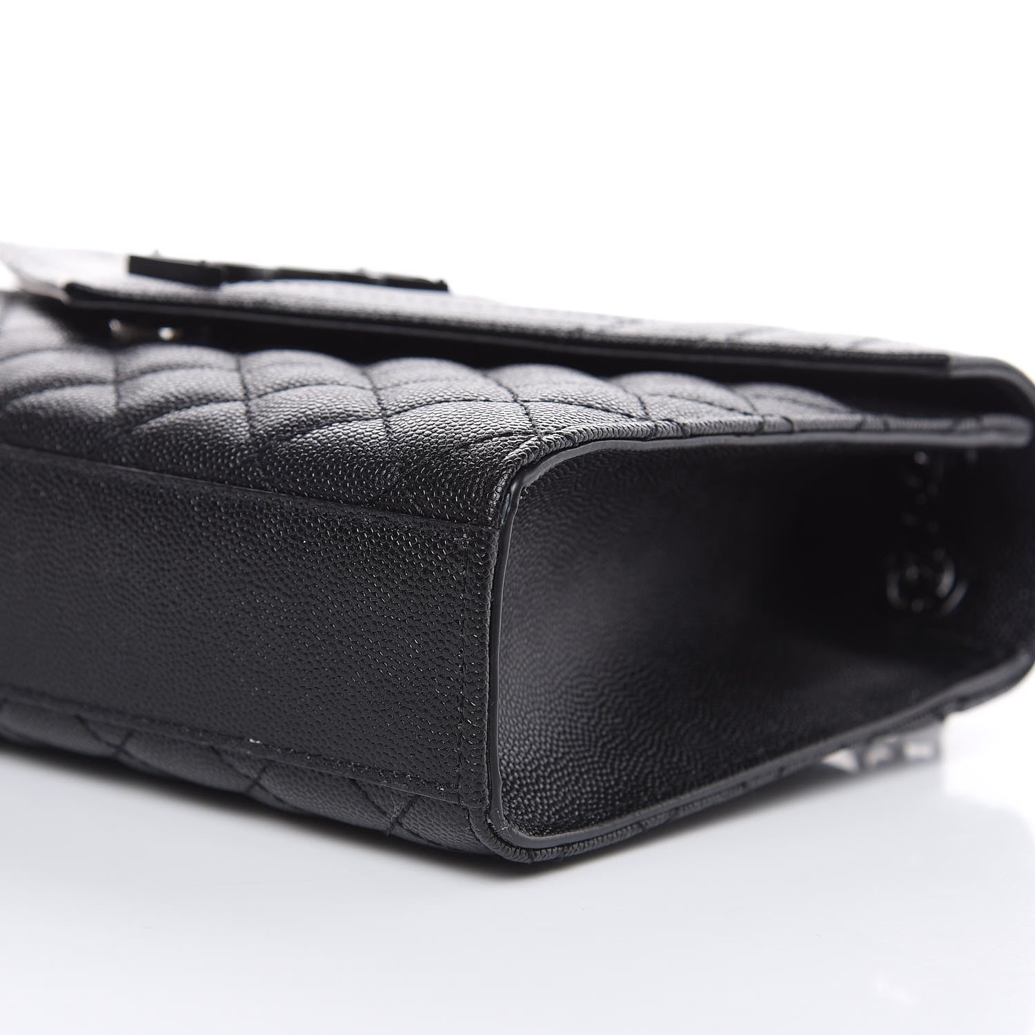 Saint Laurent Grain De Poudre Textured Mixed Matelasse Triquilt Medium Monogram Satchel Black 9 of 10