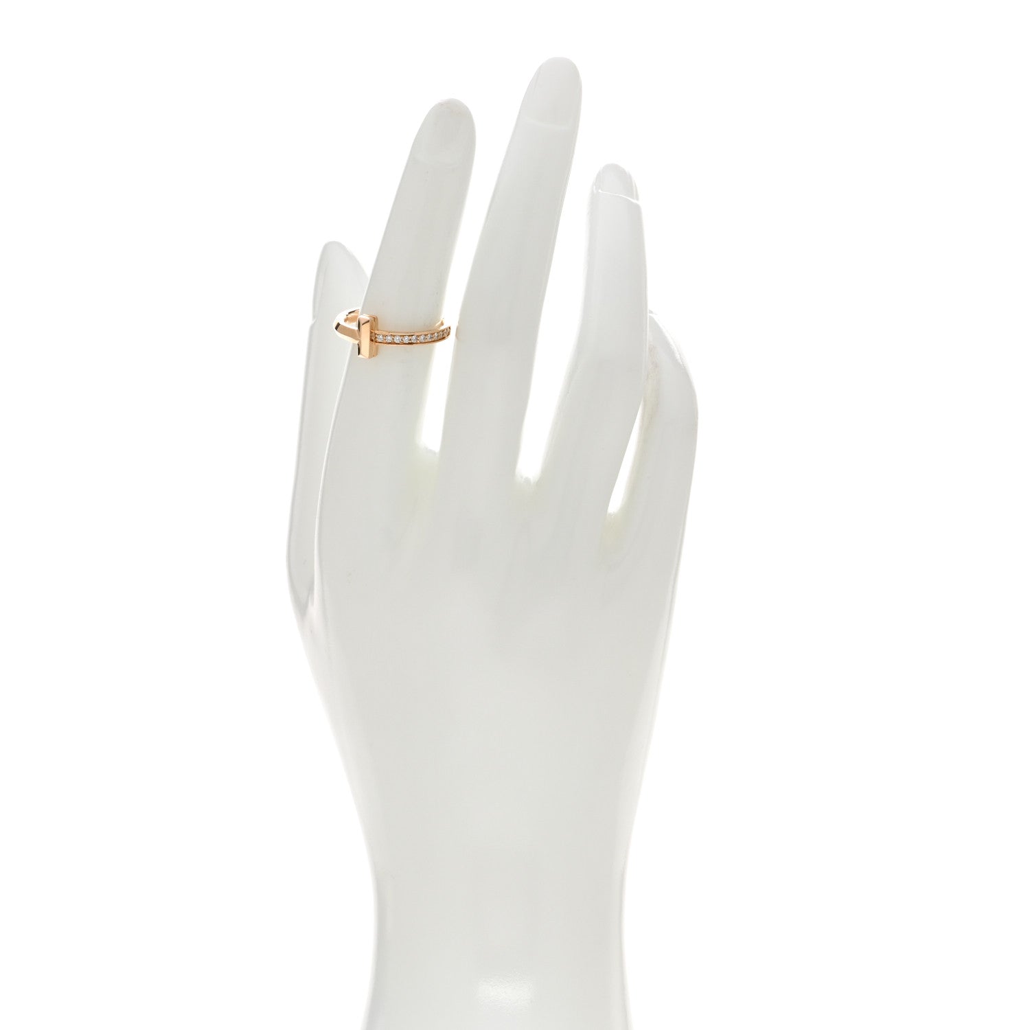 Tiffany 18K Rose Gold Diamond 2.5mm T T1 Ring 53 6.5 2 of 4