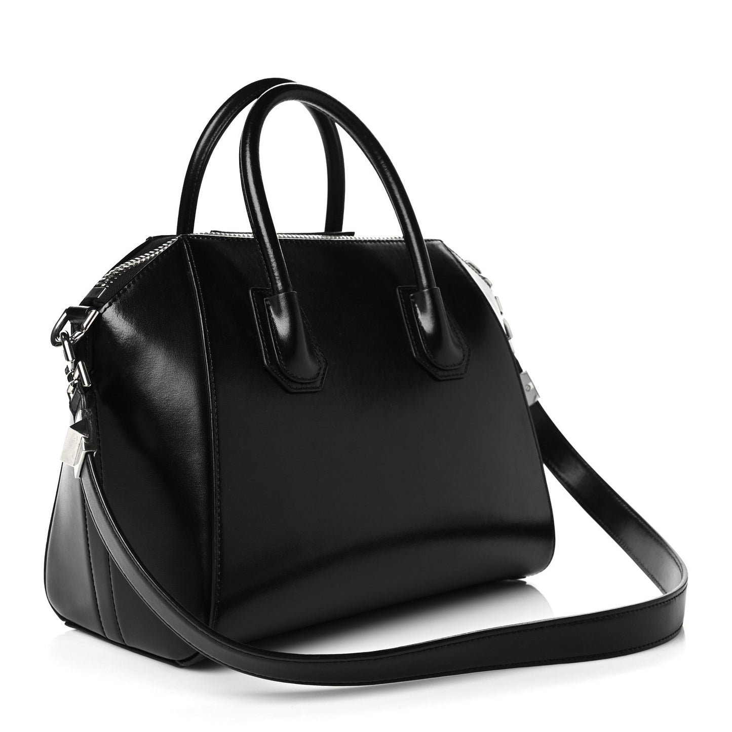 Shiny Lord Calfskin Small Antigona Black