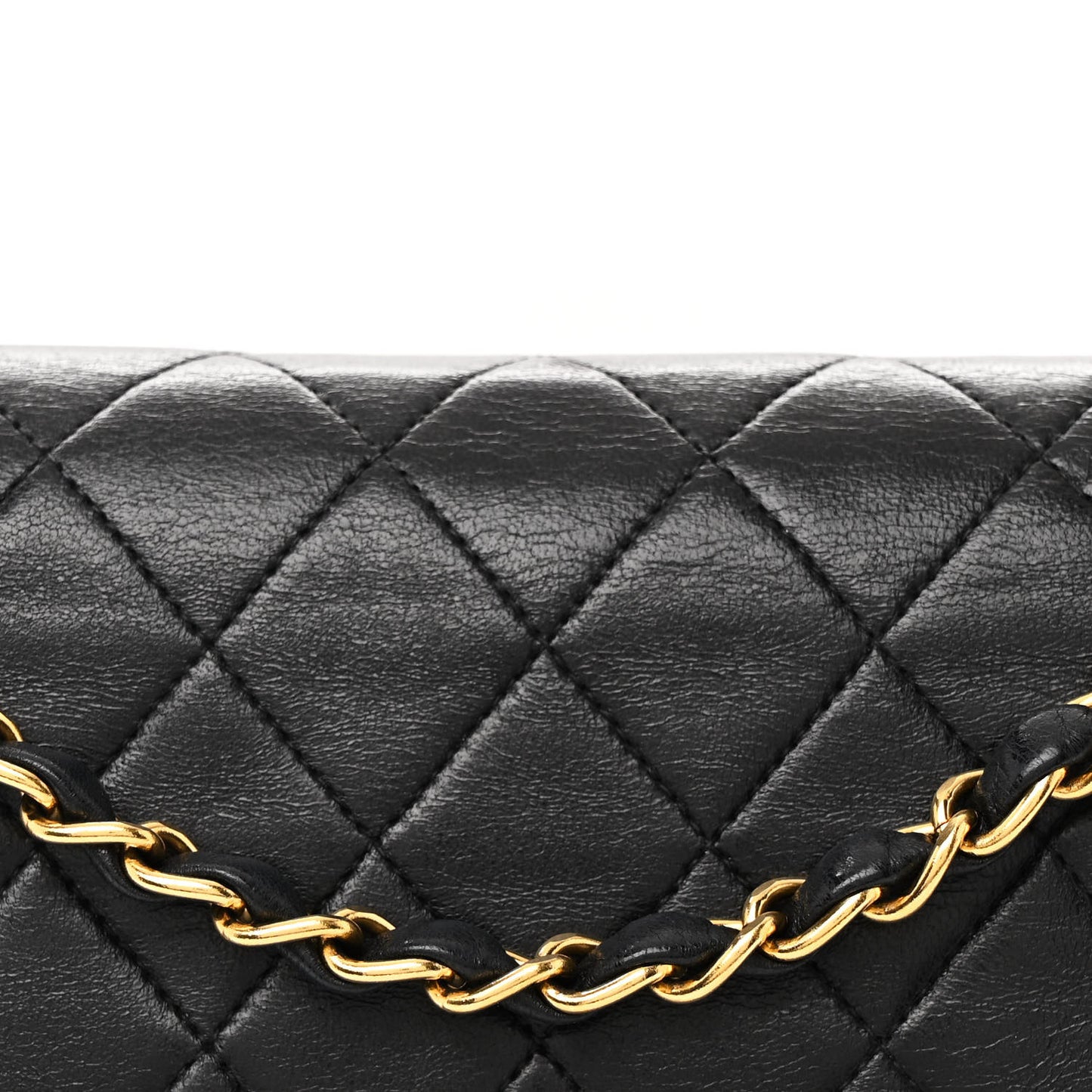Lambskin Quilted Medium Single Flap Black