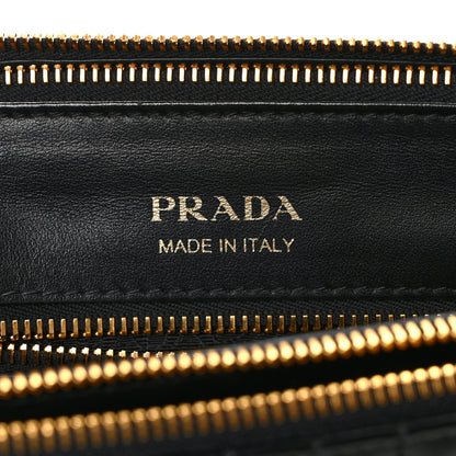Prada Soft Calfskin Diagramme Galleria Double Zip Tote Black 6 of 9