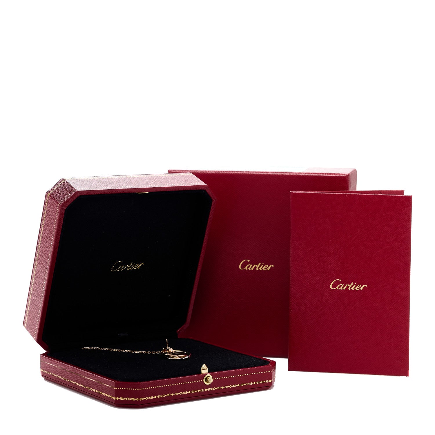 Cartier 18K Pink White Yellow Gold Diamond Trinity Pendant Necklace 6 of 6