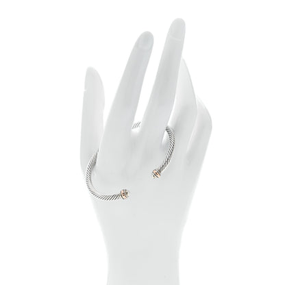 David Yurman Sterling Silver 18K Rose Gold 4mm Cable Classics Bracelet 2 of 5