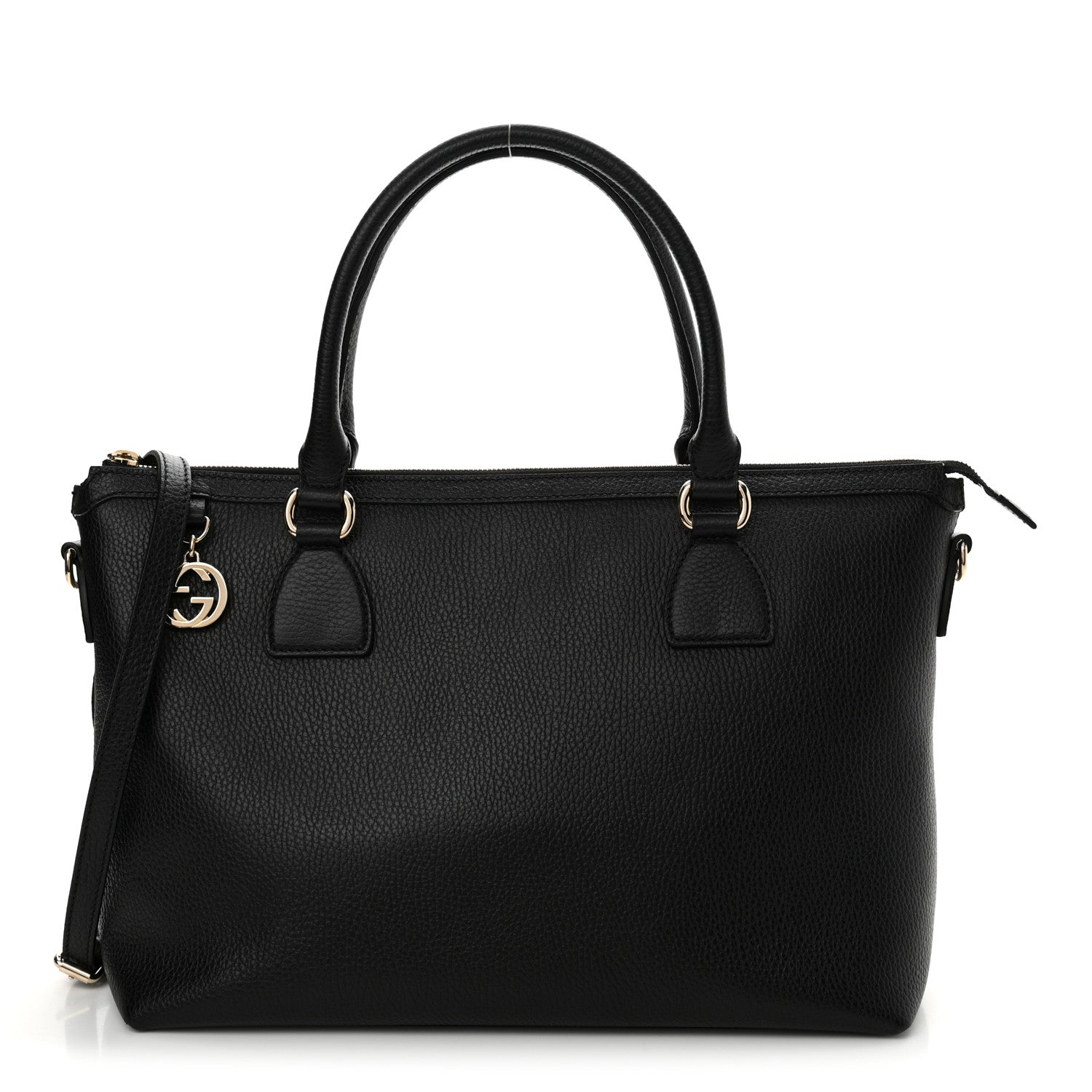 Gucci Dollar Calfskin GG Charm Satchel Black 1 of 11