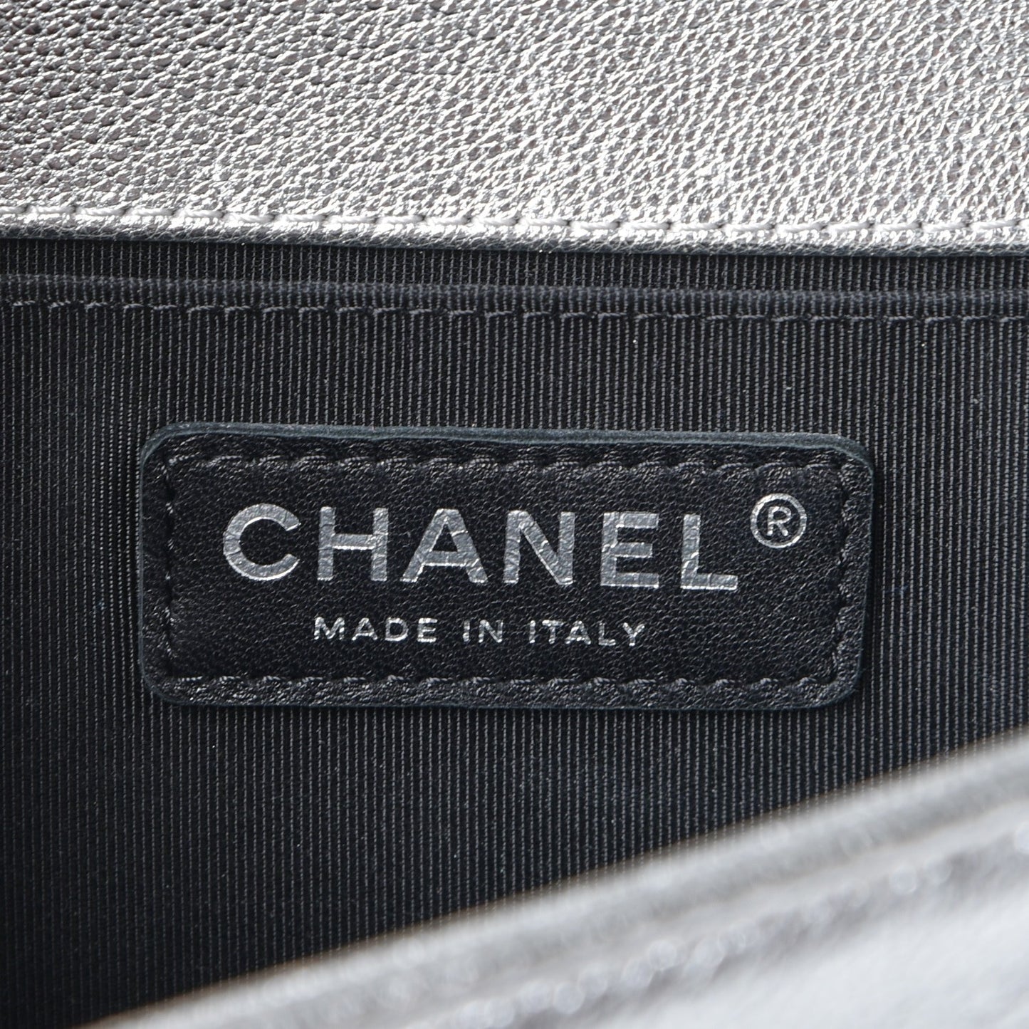 Metallic Goatskin Calfskin Medium Boy Flap Silver Black