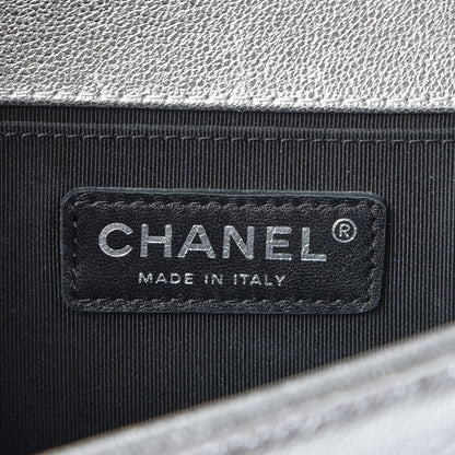 Chanel Metallic Goatskin Calfskin Medium Boy Flap Silver Black 7 of 9