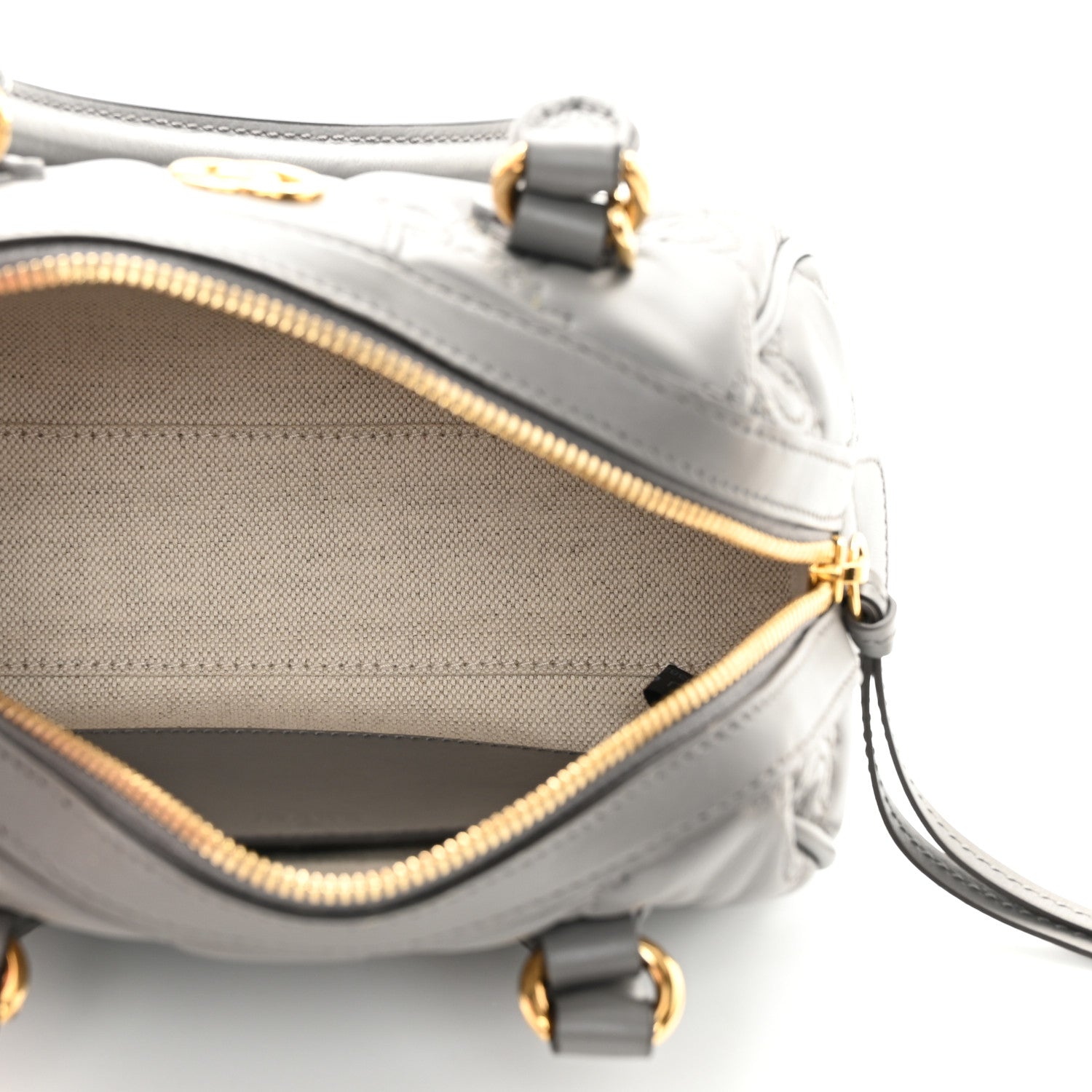 Gucci Calfskin GG Matelasse Mini Bowler Bag Dusty Grey Natural 5 of 11