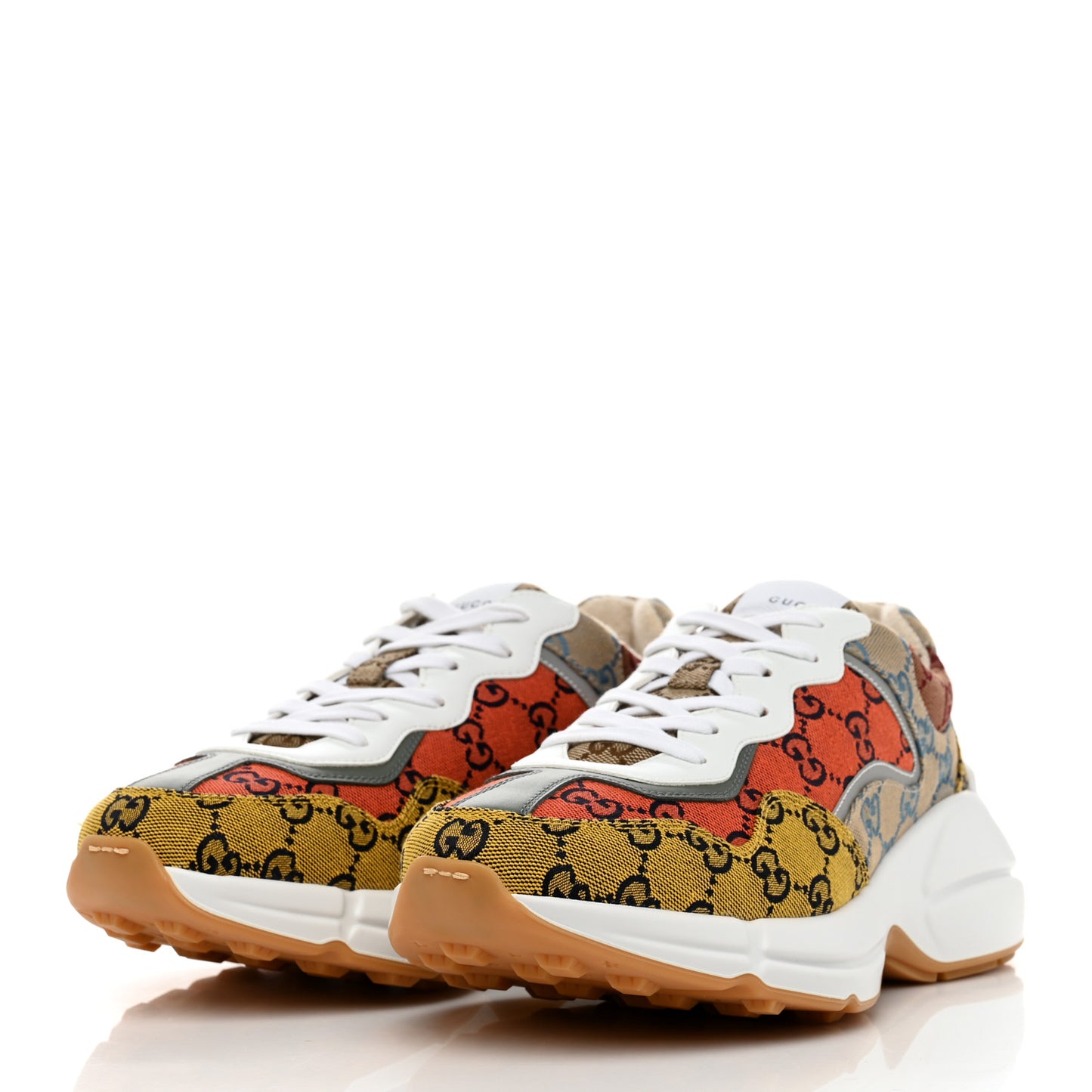 Monogram Multicolor Mens Rhyton Sneakers 8 Yellow Blue Great White Tabasco