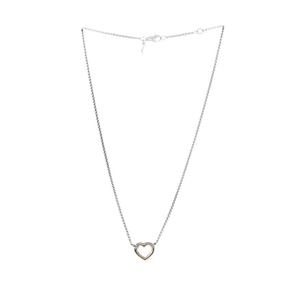 David Yurman Sterling Silver 18K Yellow Gold Cable Collectibles Heart Station Necklace 3 of 6