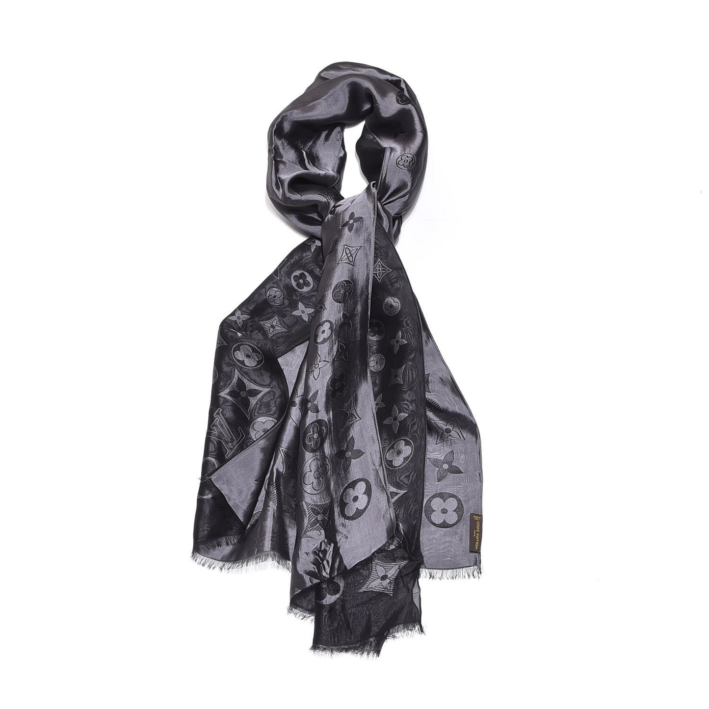 Silk Acetate Monogram Saint Petersbourg Stole Black Grey