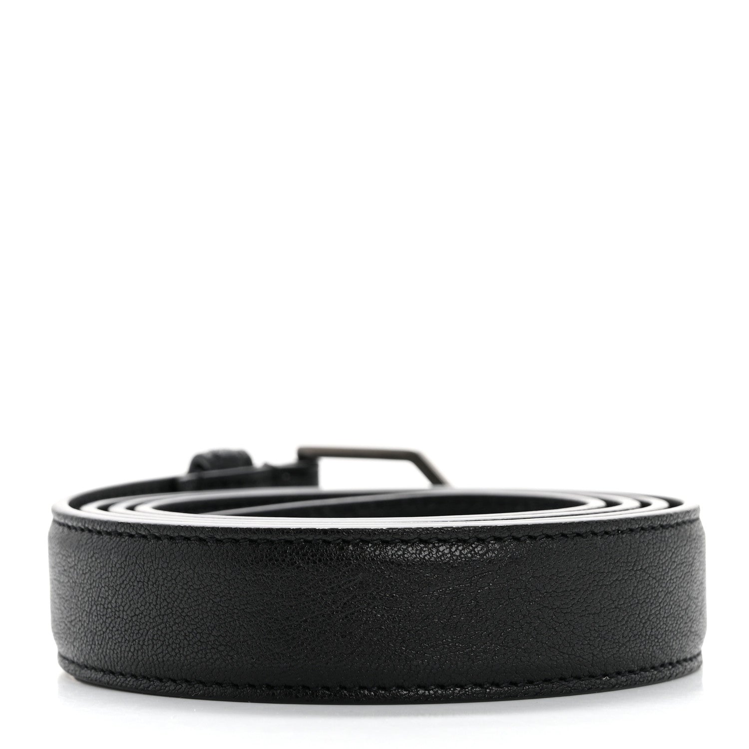 Saint Laurent Lambskin Buckle Belt 95 38 Black 2 of 7