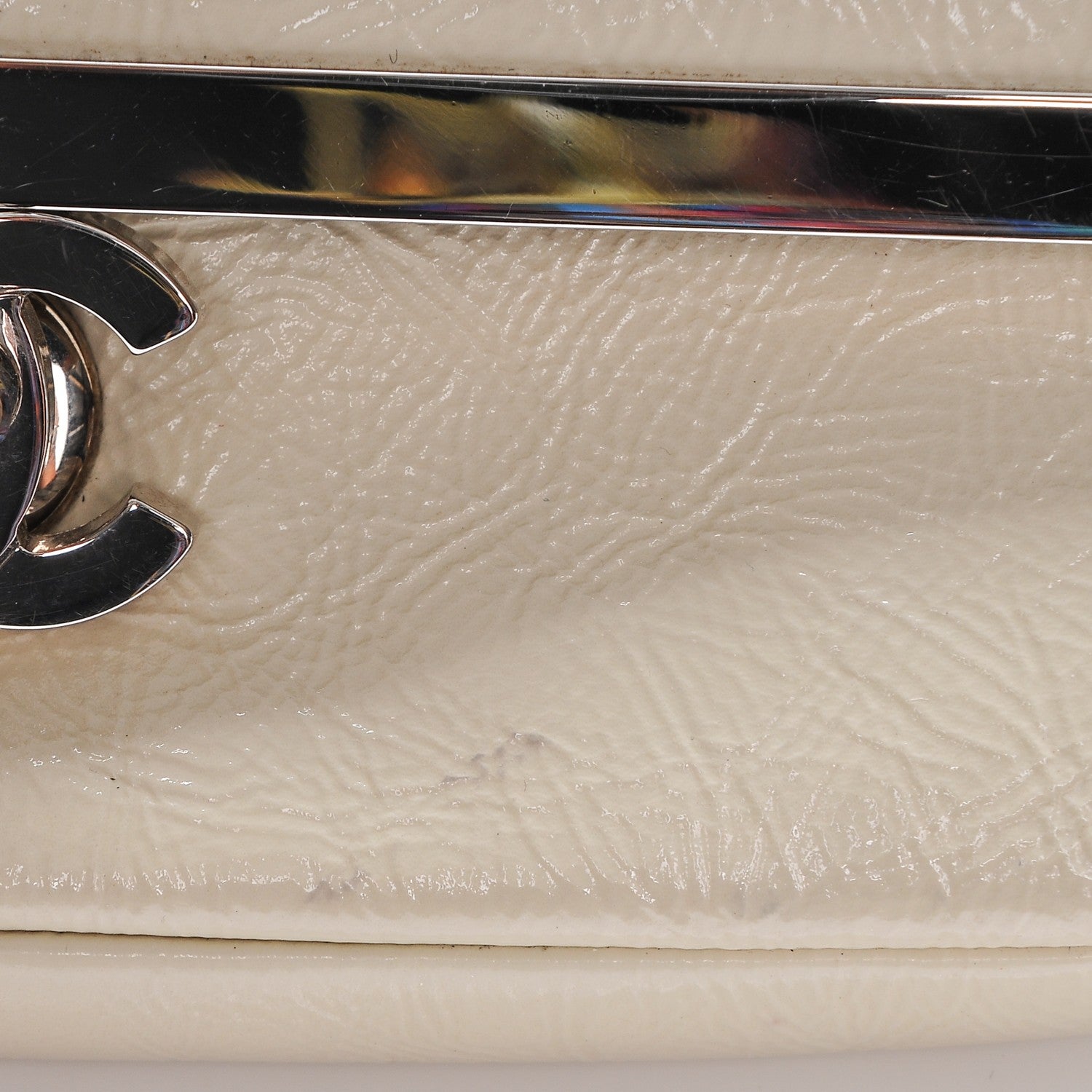 Chanel Distressed Patent Calfskin Small Frame Single Flap White 5 of 8