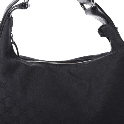 Gucci Monogram Large Horsebit Chain Hobo Black 8 of 10