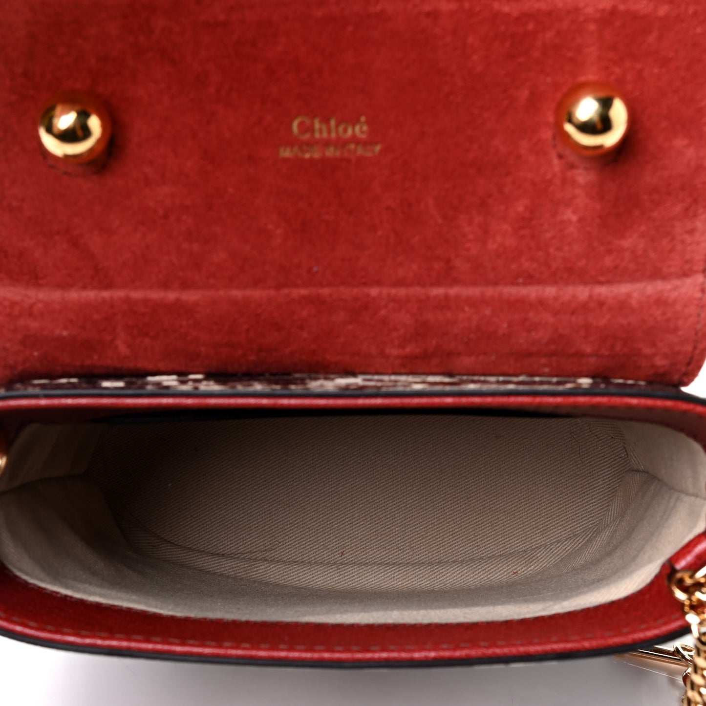 Calfskin Lizard Embossed Small Aby Lock Sepia Brown