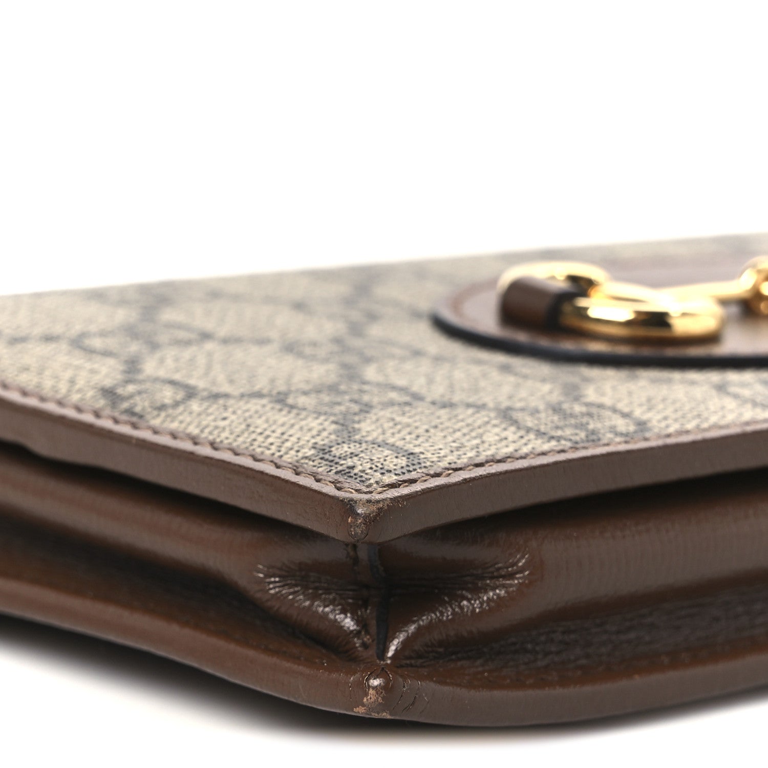Gucci GG Supreme Monogram Azalea Calfskin Horsebit 1955 Wallet On Chain Beige Ebony Brown Sugar 9 of 10