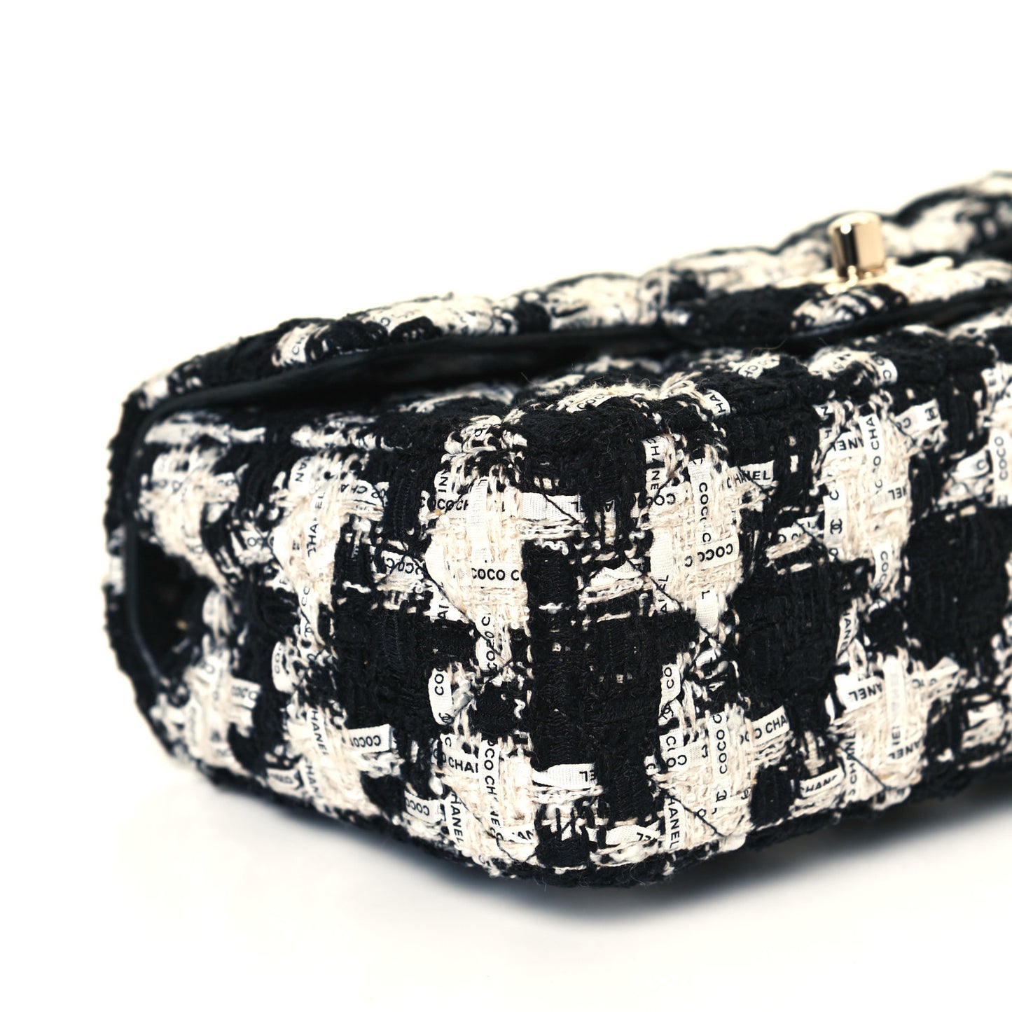 Tweed Quilted Mini Rectangular Flap Black Ecru White