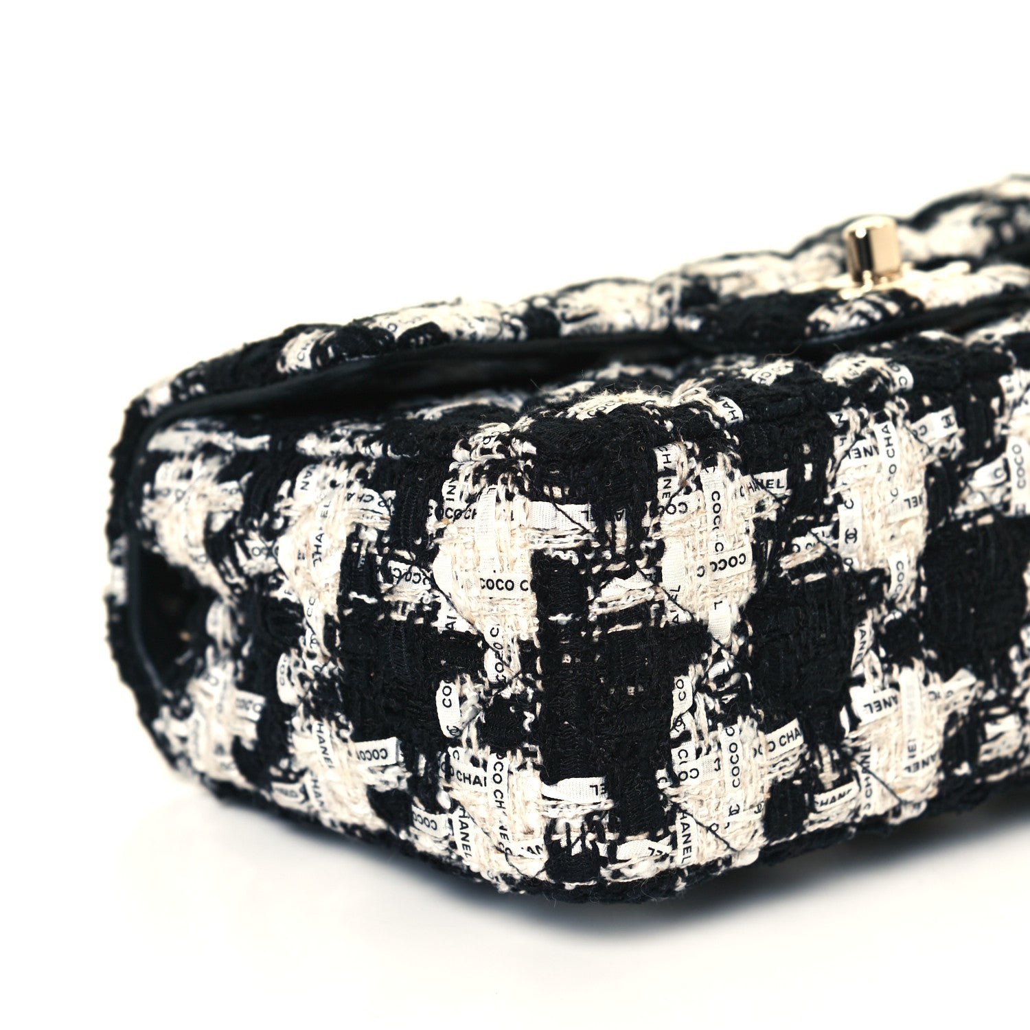 Chanel Tweed Quilted Mini Rectangular Flap Black Ecru White 6 of 12