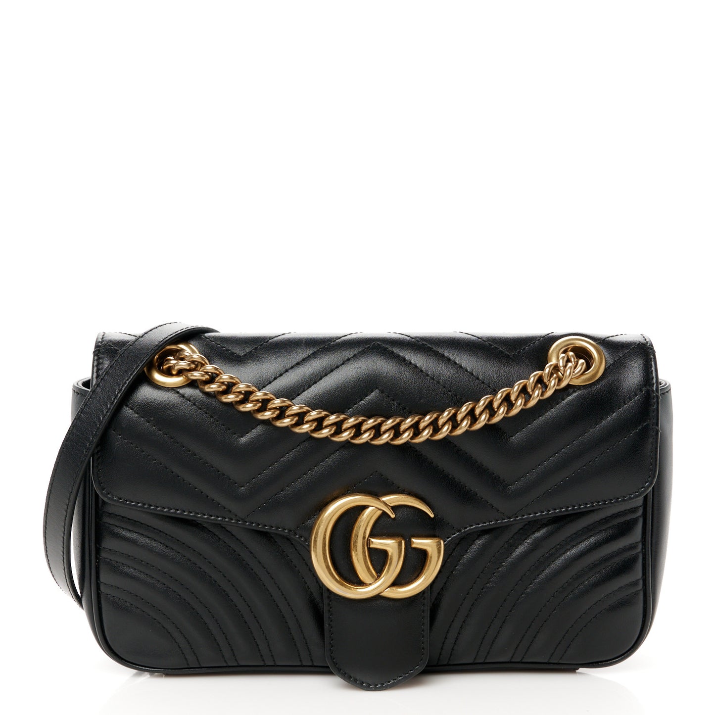 Calfskin Matelasse Small GG Marmont Shoulder Bag Black