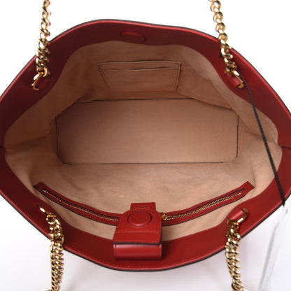 Gucci Apollo Calfskin GG Dadini Embroidered Chain Shoulder Tote Hibiscus Red 7 of 9