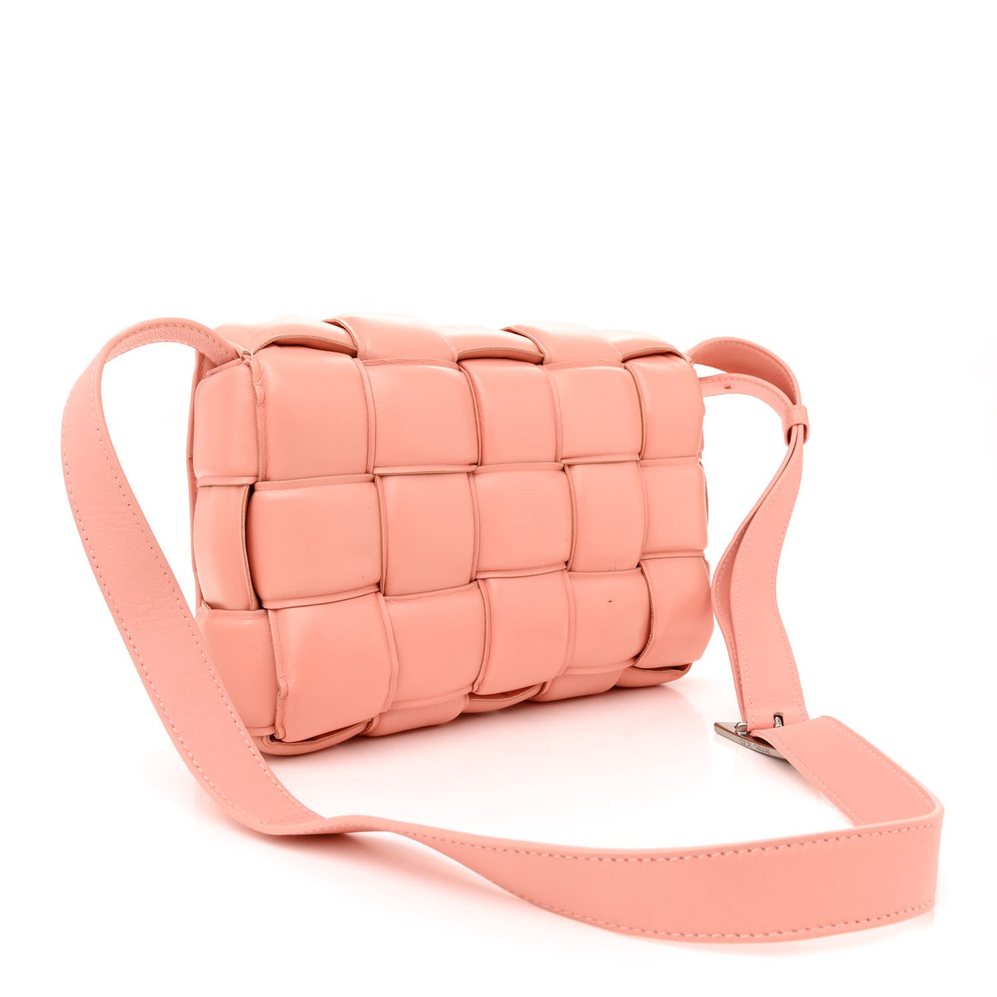 Nappa Maxi Intreccio Padded Cassette Crossbody Bag Peachy
