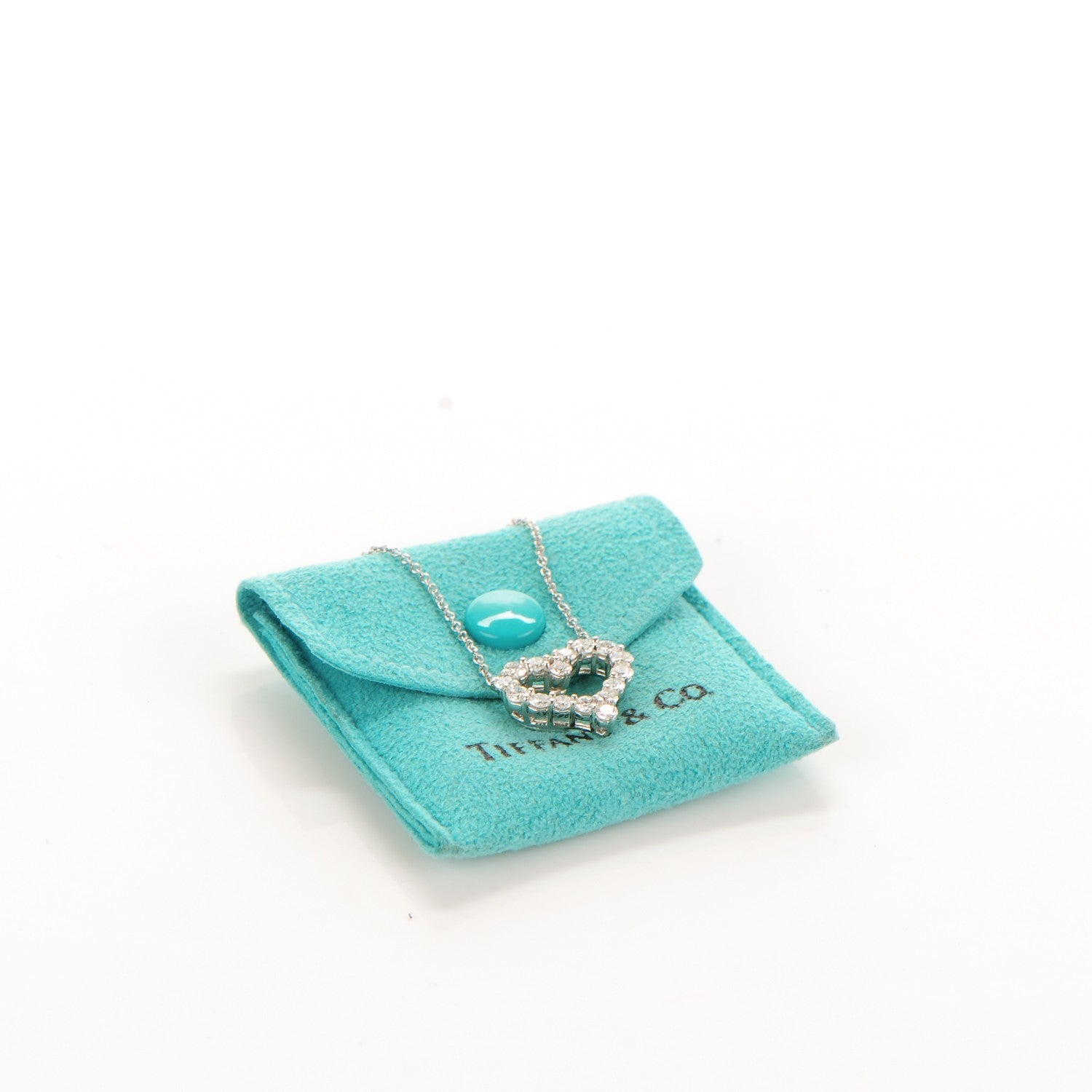 Tiffany Platinum Diamond Small Heart Pendant Necklace 6 of 6